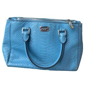 MICHAEL KORS KELLEN SKY BLUE EMBOSSED XS SATCHEL LEATHER CrossBody MSR $378